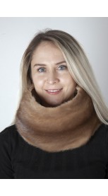 Light brown mink fur neck warmer 